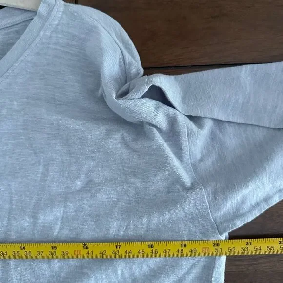 Eileen Fisher $148 Organic Cotton Hemp Slub V Neck Boxy Top 3/4 Sleeve Womens XX